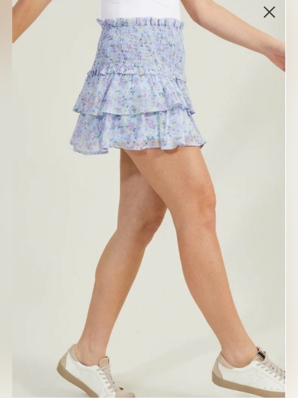 Altar'd State Lavender Floral Tiered Smocked Mini Skirt